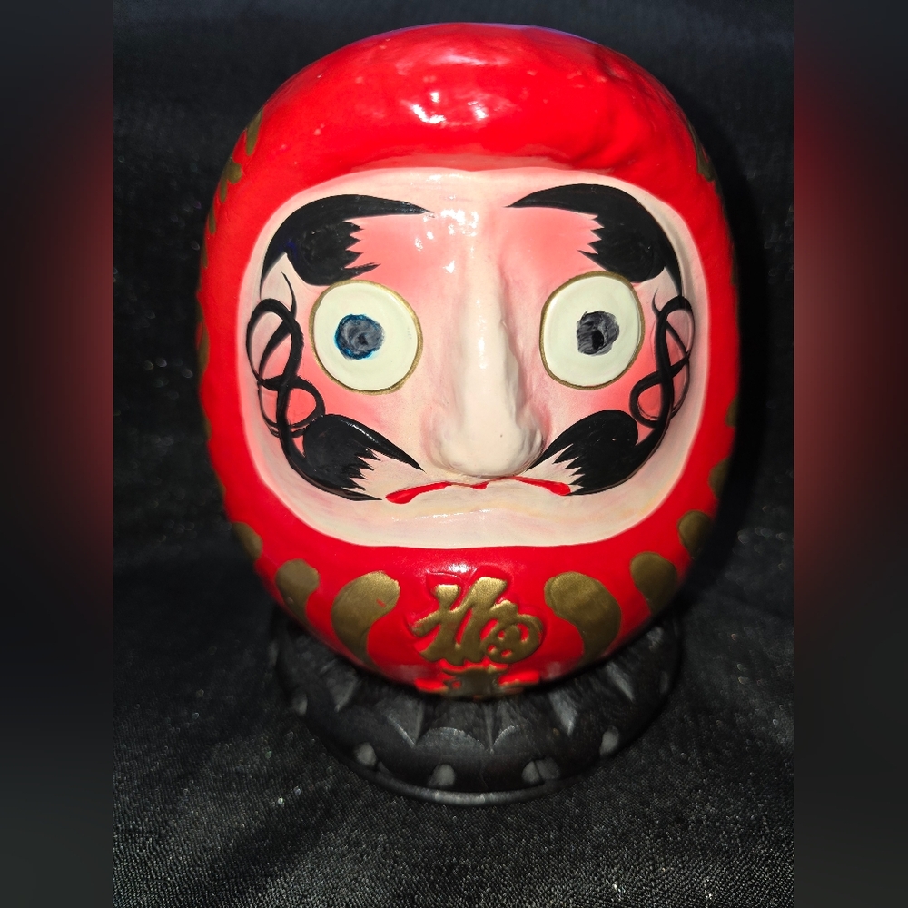 Red Daruma Doll with Black Base